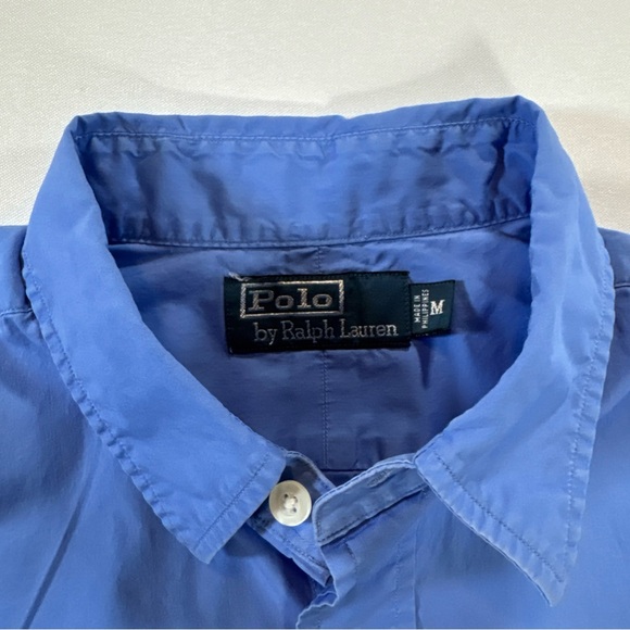 Vintage Polo Ralph Lauren Shirt Mens Medium Blue Pockets Short Sleeve Button-Up - Picture 4 of 5